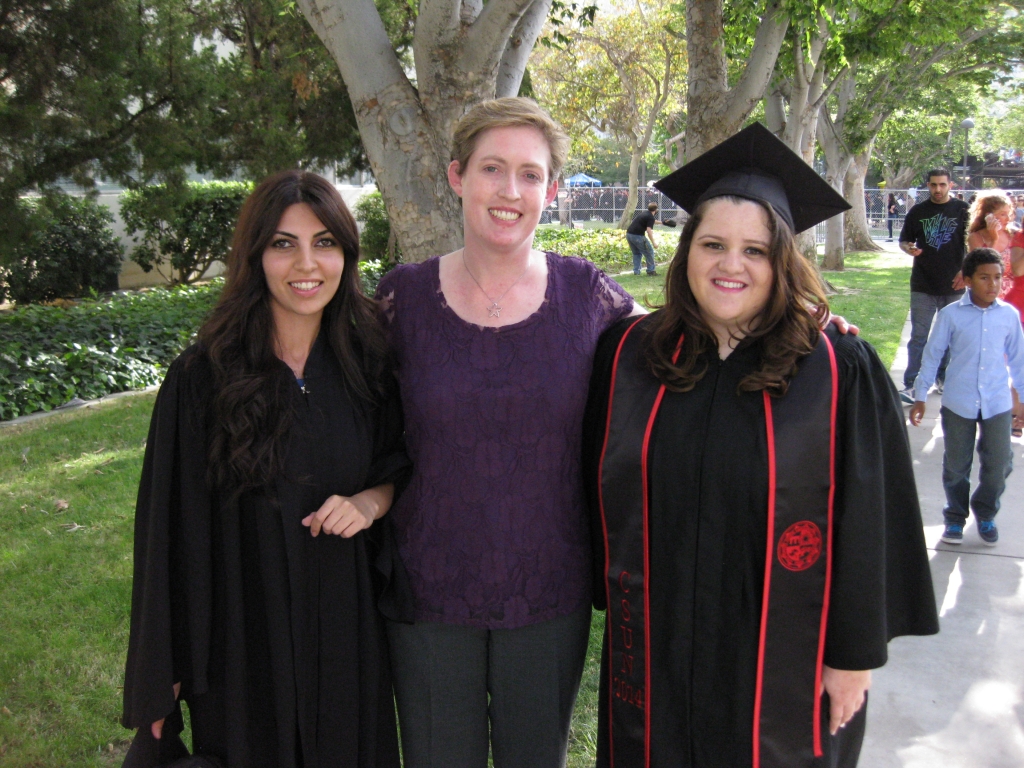 Karin poses with Lusine and Madelene before commencement